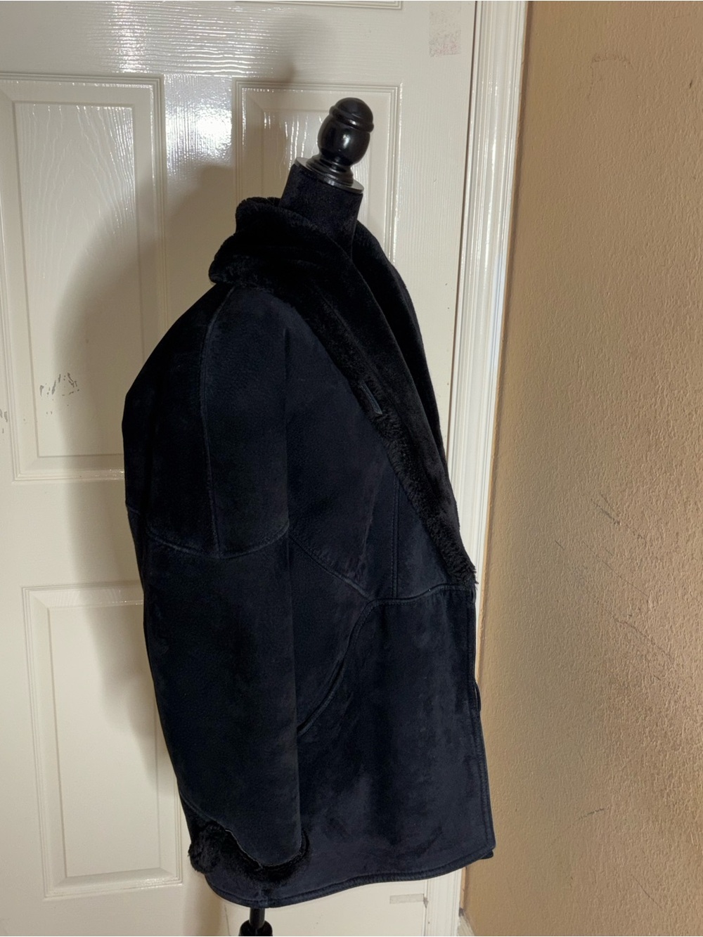 Vintage Steve by Searle Suede Faux Shearling Women’s Coat - Black Medium - Picture 3 of 8